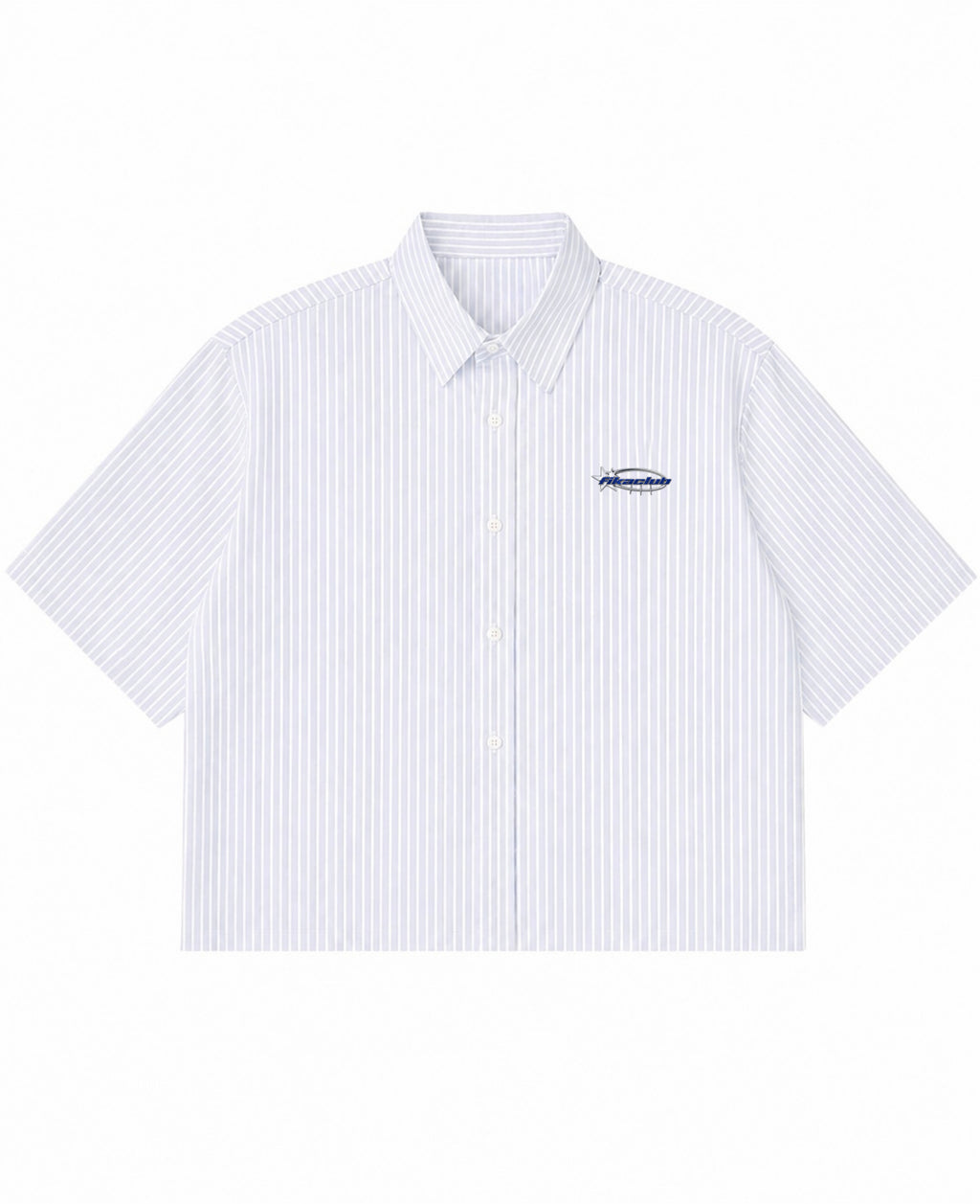 Blue Striped Oxford Boxy Shirt Front Design