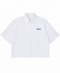 Blue Striped Oxford Boxy Shirt Front Design