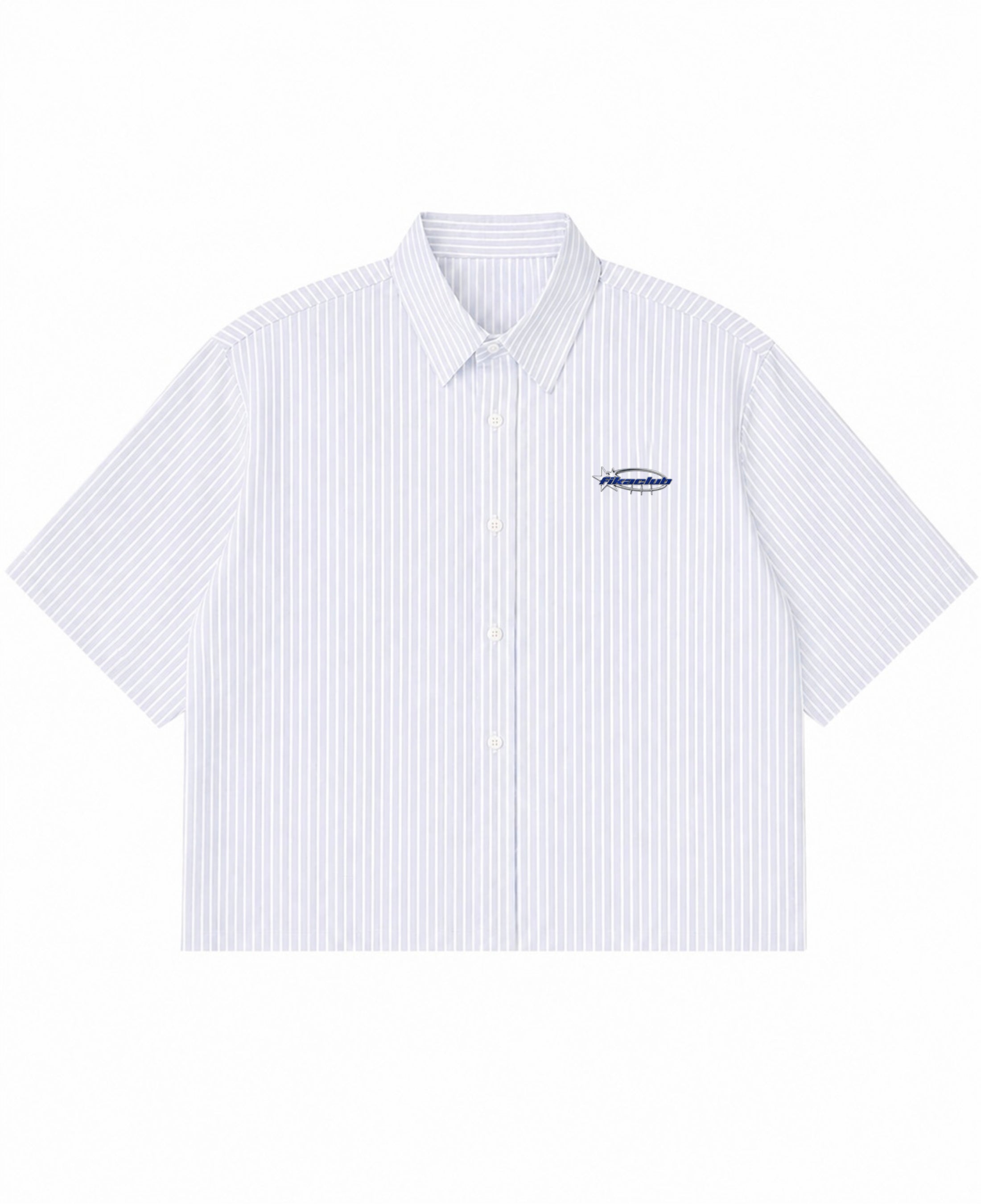 Blue Striped Oxford Boxy Shirt Front Design