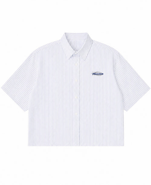 Blue Striped Oxford Boxy Shirt Front Design