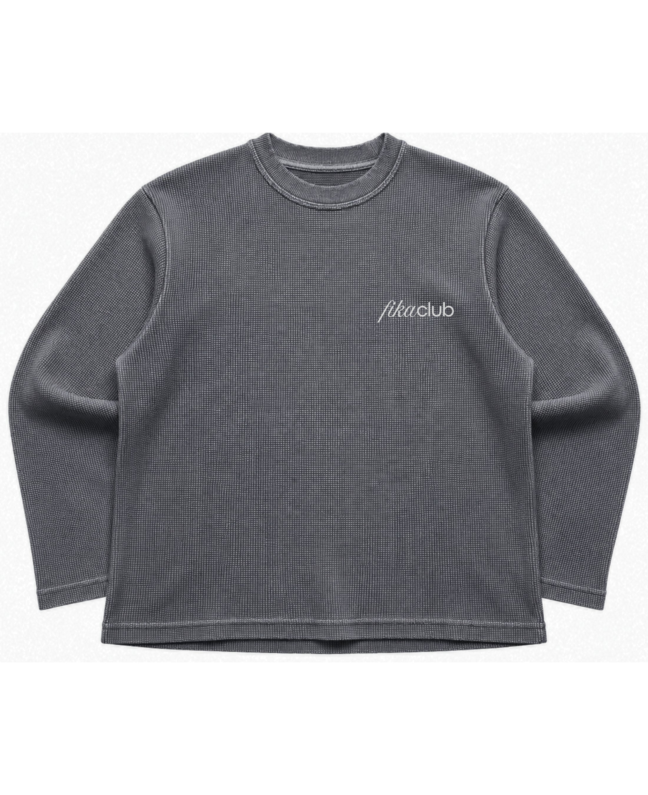 Acidwash waffle knit oversized full-sleeve Front Design