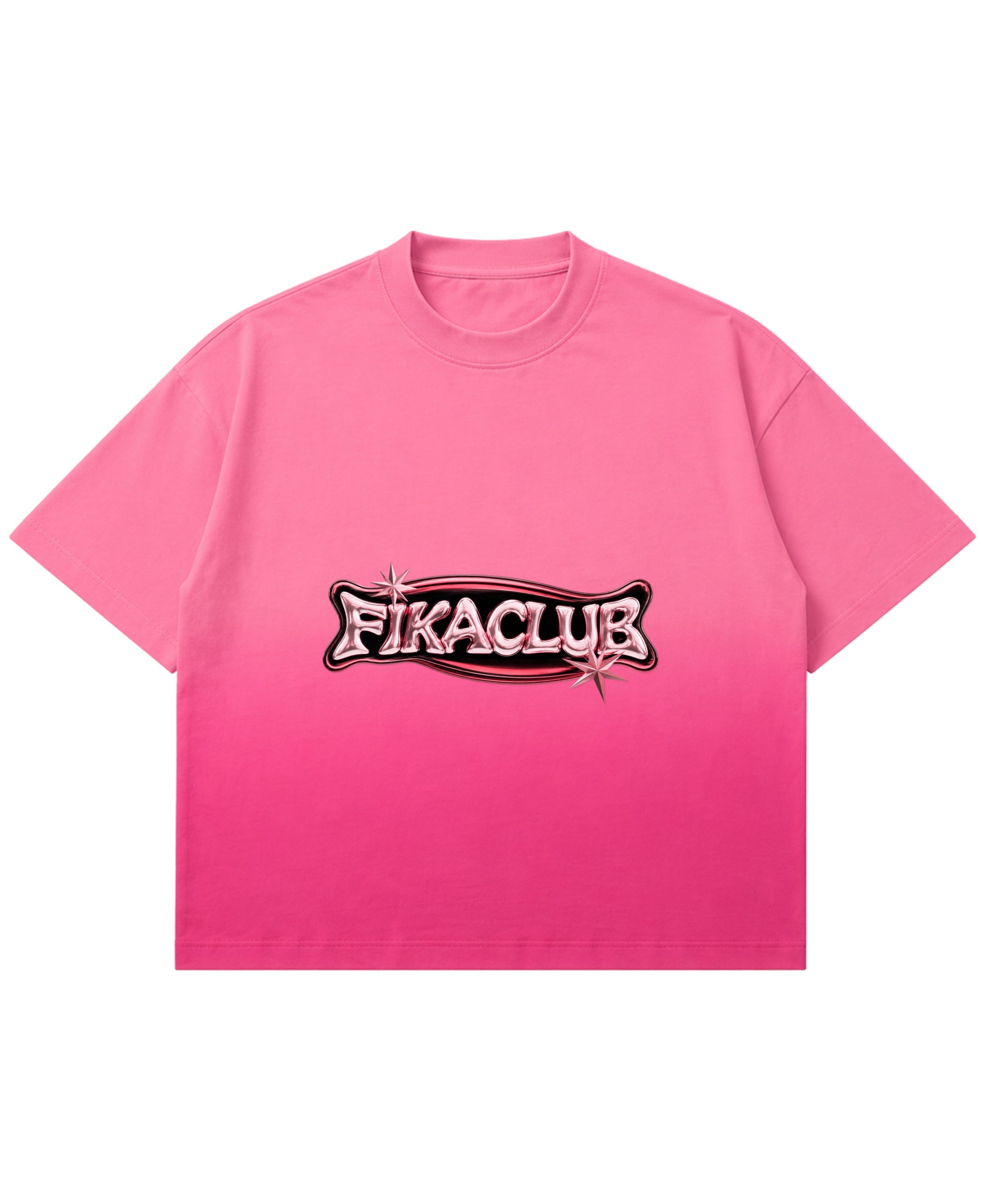Pink Sunfade Ombré Wash Boxy Fit T-shirt Front Design